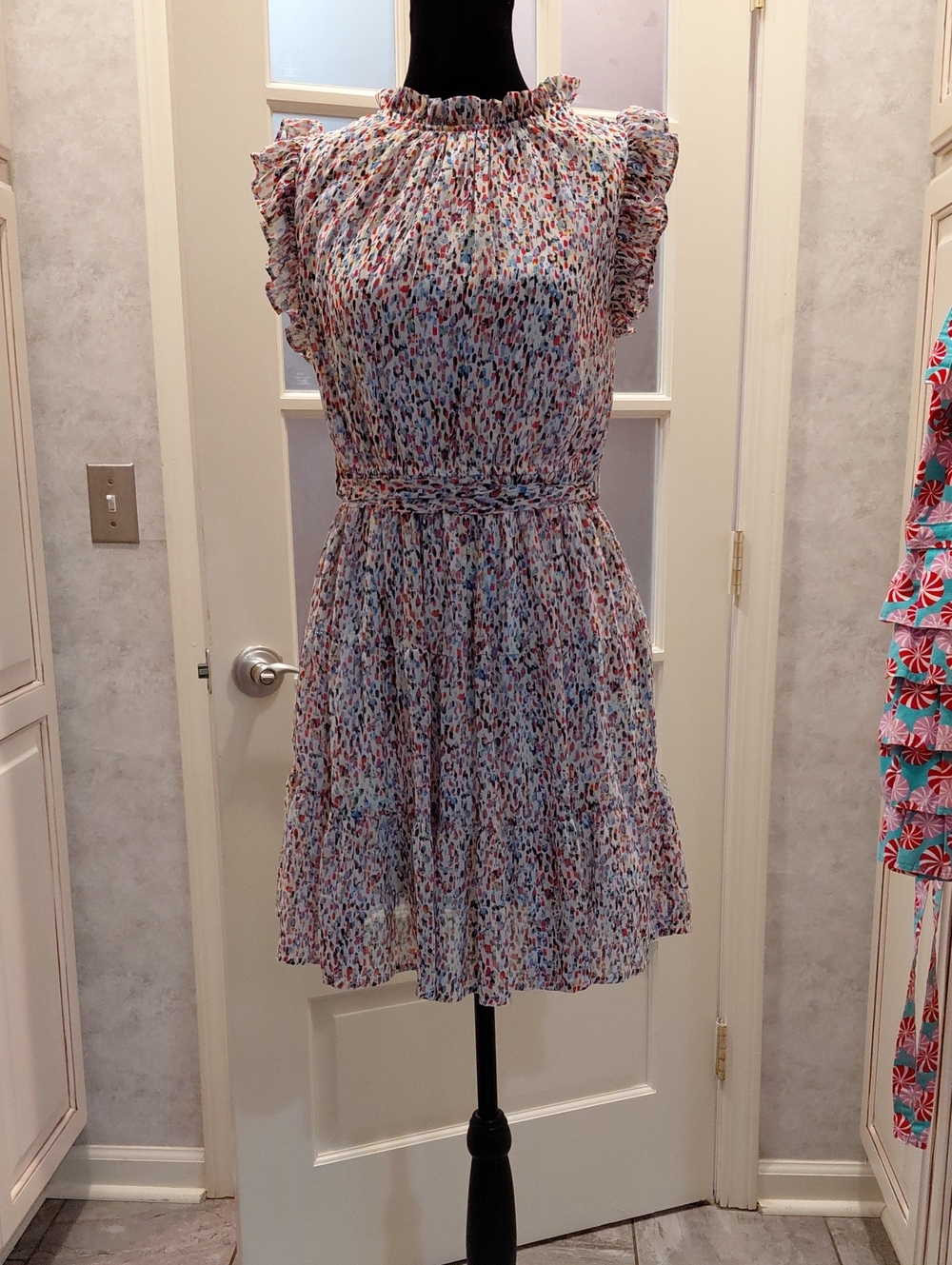 "JODIFL" Sz. M in Juniors Multicolor Speckled Ruffle Mini Dress. 14in p2p...